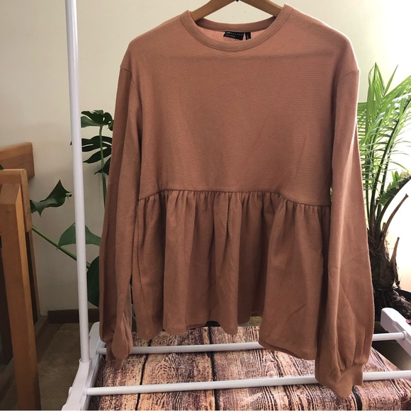 ASOS Design Waffle Knit Long Sleeve Top Size 6 Tall - Picture 3 of 9